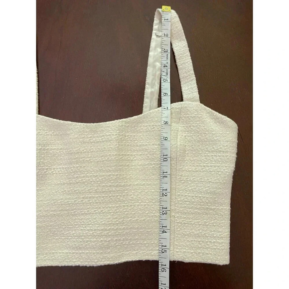 Aritzia Babaton NWT Giselle Times Ivory Tweed Fitted Cropped Bustier Top Size 10 - Picture 12 of 13